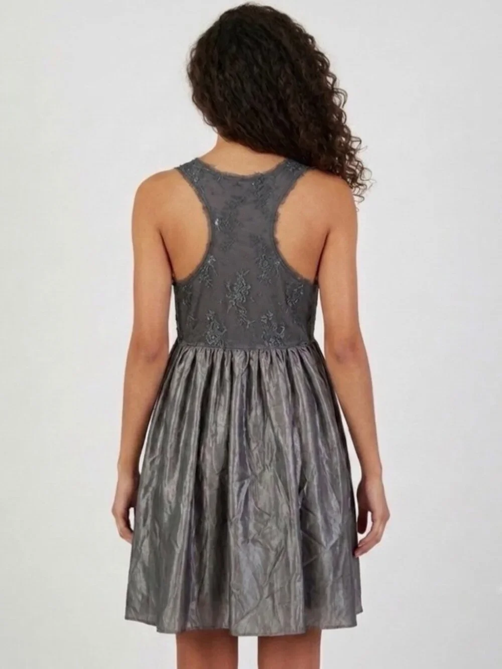 NWOT Free People Gray Satin Lace Dress| Whimsigoth Grunge Fairycore Indie Sleaze